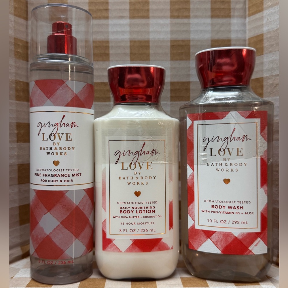 NEW B&BW Gingham Love 3 piece set; fragrance , lotion, and body wash included